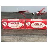 2 - Collectible Feathered Eppinger Dardevle Fishing Lures in Boxes