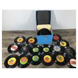 Lot of 45 RPM Records with Case - Beatles - CCR - The Monkees - Bunny Sigler - The Beach Boys - Three Dog Night - Neil Diamond - Deep Purple - Everly Brothers and More