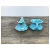 Vintage Red Wing Blue Small Pitcher & Red Wing Sugar Bowl with No Markings