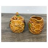 Victoria Ceramics Vintage Cream & Sugar in Pine Tree & Squirrel