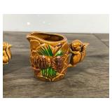 Victoria Ceramics Vintage Cream & Sugar in Pine Tree & Squirrel