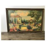 Framed Vintage Garden Cottage Print