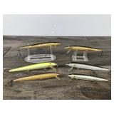 Lot of 6 Large Rapala Fishing Lures