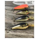 Lot of 9 Rapala Fat Rap Fishing Lures and 1 Rapala Deep Diver 90-7