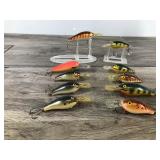 Lot of 9 Rapala Fat Rap Fishing Lures and 1 Rapala Deep Diver 90-7