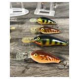 Lot of 9 Rapala Fat Rap Fishing Lures and 1 Rapala Deep Diver 90-7