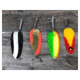 4 - Large Fishing Spoons - Muskie Size