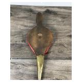 Vintage Fireplace Bellows – Brass Embossed Scene – Red Leather Trim – Rustic Hearth Decor