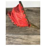 Vintage Fireplace Bellows – Brass Embossed Scene – Red Leather Trim – Rustic Hearth Decor