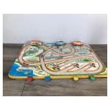 Vintage Technofix No. 295 Traffic Control Tin Road Litho Toy Western Germany 50s with 2 Cars and 1 Bus Vintage