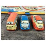 Vintage Technofix No. 295 Traffic Control Tin Road Litho Toy Western Germany 50s with 2 Cars and 1 Bus Vintage