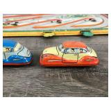 Vintage Technofix No. 295 Traffic Control Tin Road Litho Toy Western Germany 50s with 2 Cars and 1 Bus Vintage