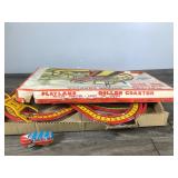 Vintage Tin Litho Playland Roller Coaster with Wind Up Car and Track