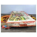 Vintage Tin Litho Playland Roller Coaster with Wind Up Car and Track