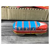 Vintage Tin Litho Playland Roller Coaster with Wind Up Car and Track
