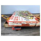 Vintage Tin Litho Playland Roller Coaster with Wind Up Car and Track