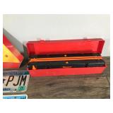 Orange Metal Triangle Caution Sign, Several License Plates and Triangle Reflector Kit
