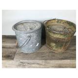 2 - Vintage Metal Minnow Fishing Buckets
