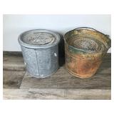 2 - Vintage Metal Minnow Fishing Buckets