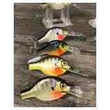 Lot of 10 Collectible Bagley Fishing Lures Shaped Like Sunfish & Crappies