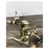 Lot of 4 Ice Fishing Rod & Reels with String and ready to go fishing