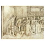 Vintage Large Incolay Stone Jewelry Box Kings Court - Carving is 3D