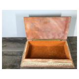 Vintage Large Incolay Stone Jewelry Box Kings Court - Carving is 3D