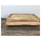 Vintage Large Incolay Stone Jewelry Box Kings Court - Carving is 3D