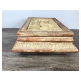 Vintage Large Incolay Stone Jewelry Box Kings Court - Carving is 3D