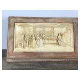 Vintage Large Incolay Stone Jewelry Box Kings Court - Carving is 3D