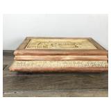 Vintage Large Incolay Stone Jewelry Box Kings Court - Carving is 3D