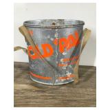 Vintage Old Pal Wading Bait Can, Galvanized, Metal, Vintage Fishing Gear, Plastic Strap