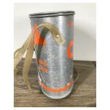 Vintage Old Pal Wading Bait Can, Galvanized, Metal, Vintage Fishing Gear, Plastic Strap