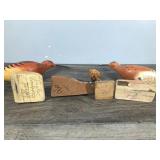 4 - Hand Carved Bird Figurines - 2 of them are signed by artist on the bottom - Jim & Pat Slack