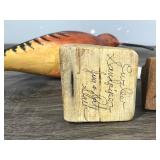 4 - Hand Carved Bird Figurines - 2 of them are signed by artist on the bottom - Jim & Pat Slack