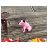 Vintage Miniature Blown Glass Pieces - 2 Elephants - 1 Dog - 9 Pieces of Candy