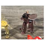 Vintage Miniature Blown Glass Pieces - 2 Elephants - 1 Dog - 9 Pieces of Candy