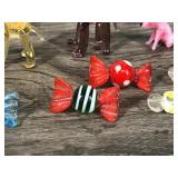 Vintage Miniature Blown Glass Pieces - 2 Elephants - 1 Dog - 9 Pieces of Candy