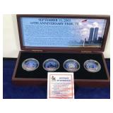 THE MATTHEW MINT REMEMBER SEPTEMBER 11TH HALF DOLLAR PAINTED SET W/ COA