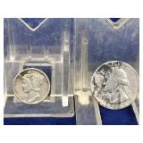1-1945 Liberty Mercury Silver Dime & 1-1945 Washington Silver Quarter