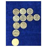 Lot of 11 One Dollar Collectible Coins - see description for more info