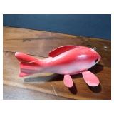 Wood Spearing Fishing decoy with metal fins
