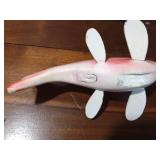 Wood Spearing Fishing decoy with metal fins
