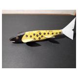 Fishing spearing Wood decoy with metal fins