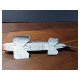 Fishing spearing Wood decoy with metal fins