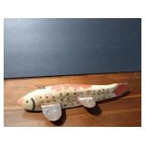 Fishing spearing Wood decoy with metal fins