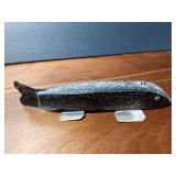 Fishing spearing Wood decoy with metal fins