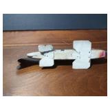 Fishing spearing Wood decoy with metal fins