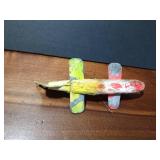 Fishing spearing Wood decoy with metal fins