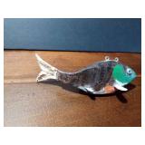 Fishing spearing Wood decoy with metal fins